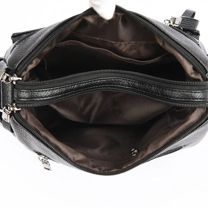 Genuine Soft Pu Leather Handbags for Women Vintage Shoulder Tote Bag Luxury Designer Ladies Large Capacity Purse Bags Sac A Main