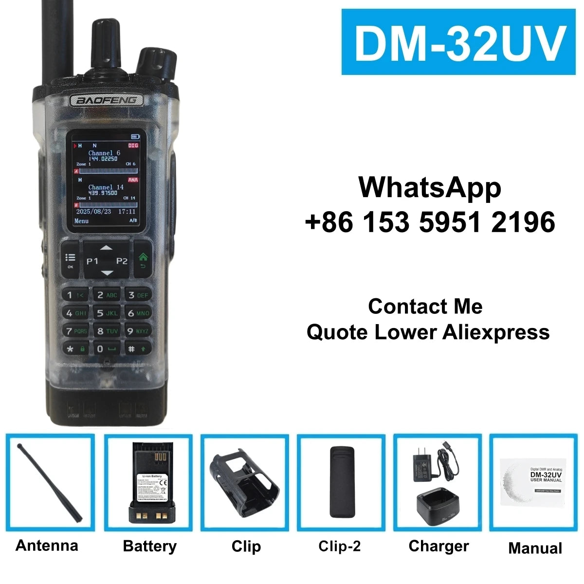 Transparent  Baofeng Radio Dm - 32Uv Dmr Digital Wireless Machine With Aes256 Encryption For Long - Range & Secure Contact
