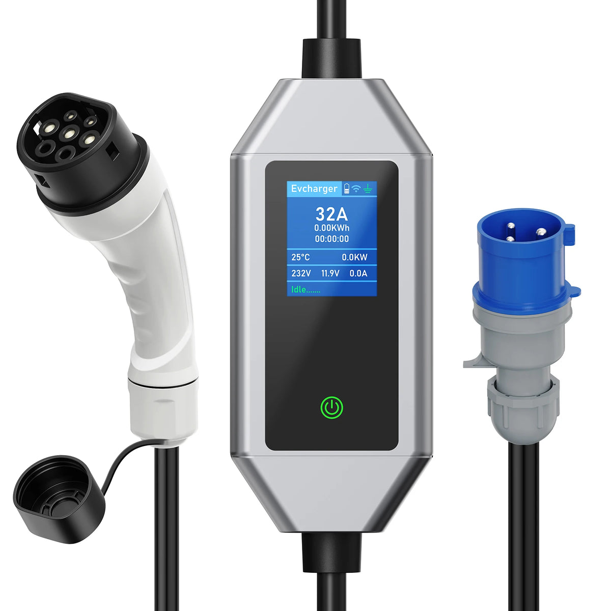 JNTAFEV Portable Charger 7.2KW 32A Type2 IEC62196-2 Electric Car Charger Type1 J1772 EV Charger GB/T CEE Plug WIFI APP Control