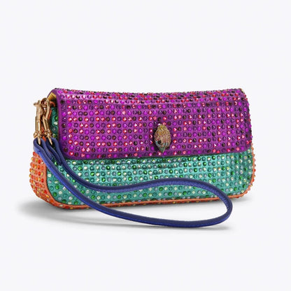 Luxury Pickle Shoulder Bag Women Famous Brand Rainbow Crystal-embellished Eagle Head Plaque Panelled Design Wristlet Evening Bag