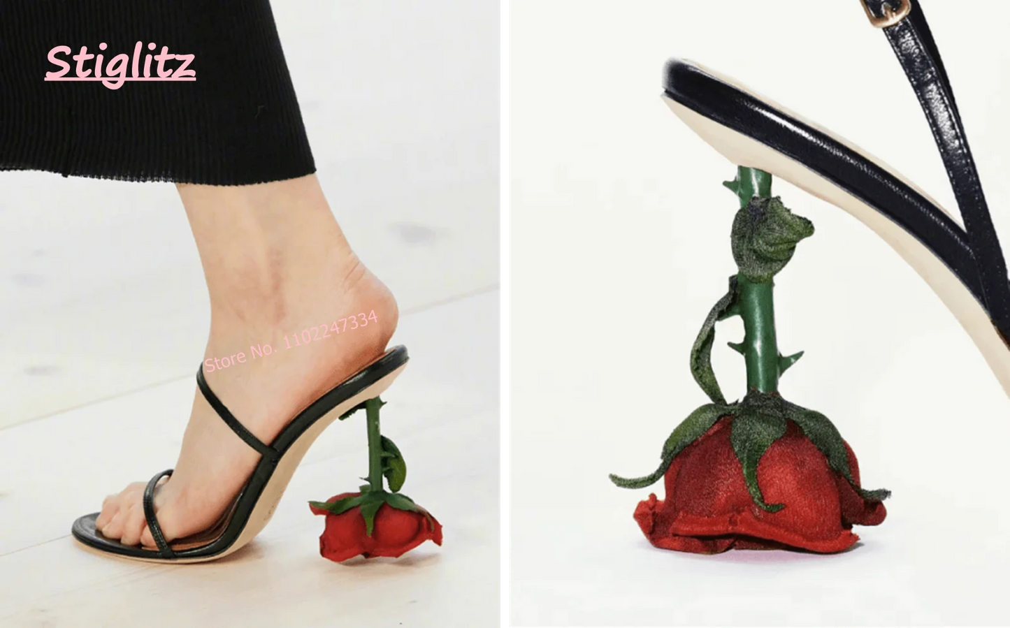Rose High Heel Slippers 2024 Luxury Round Toe Solid footwear Elegant Comfortabl Outsize Casual Shoes