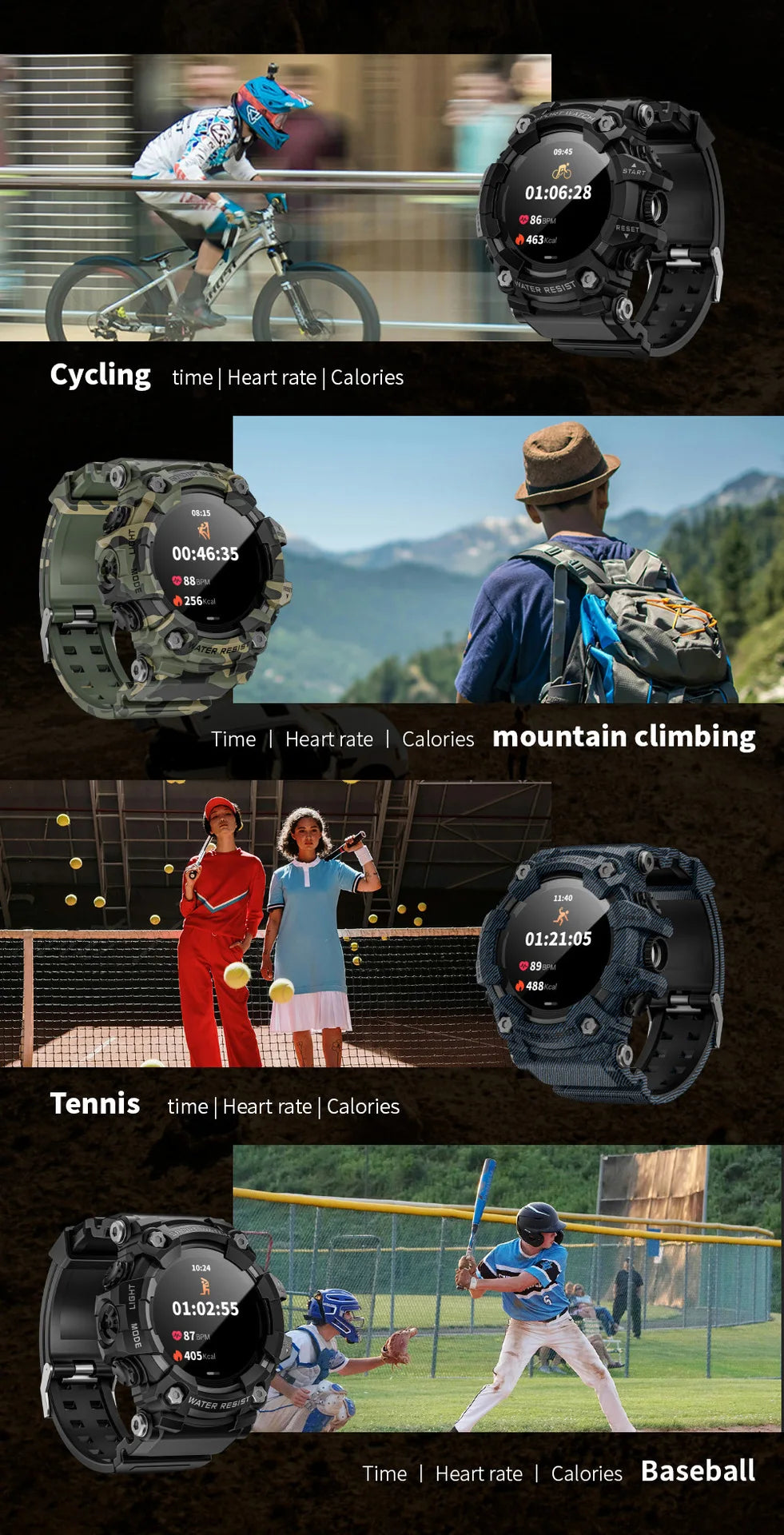 HY Digital LOKMAT Outdoor Smartwatch 1.32 Inch BT Call Smart Watch Men Sports Fitness Tracker Compass Smartwatch for Android IOS