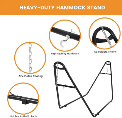 Mayan Hammock with Heavy Duty Steel Stand for Outdoor & Indoor Relaxation