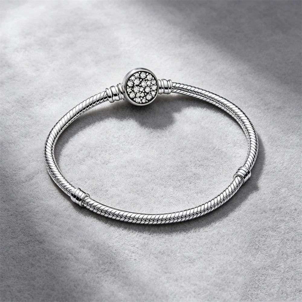 2026 Hot Selling 925 Silver Heart Shaped Buckle Snake Chain Sparkling Zircon Original Bracelet Women Fashionable Luxury Jewelry