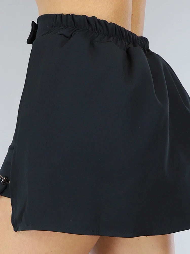 Plus Size Flared Skirt Women's Fashion Versatile Black Casual Mini Skirt Sexy Slim Pleated Fluffy Short Summer Best Choice