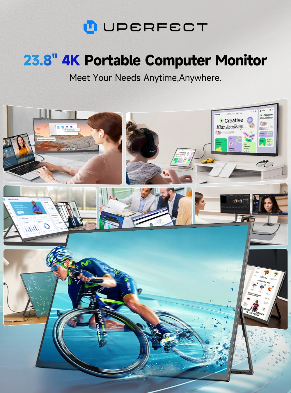 UPERFECT UColor T3 UHD 23.8" 4K PC Monitor HDR Computer Display With LS Stand VESA USB C For Laptop PC MAC Extend Second Screen