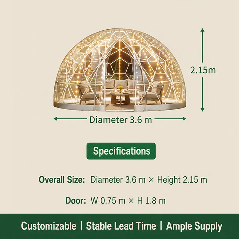 Luxury Transparent Geodesic Dome Tent Bubble House Outdoor Glamping Camping Tent Resort Garden Hotel Custom Design