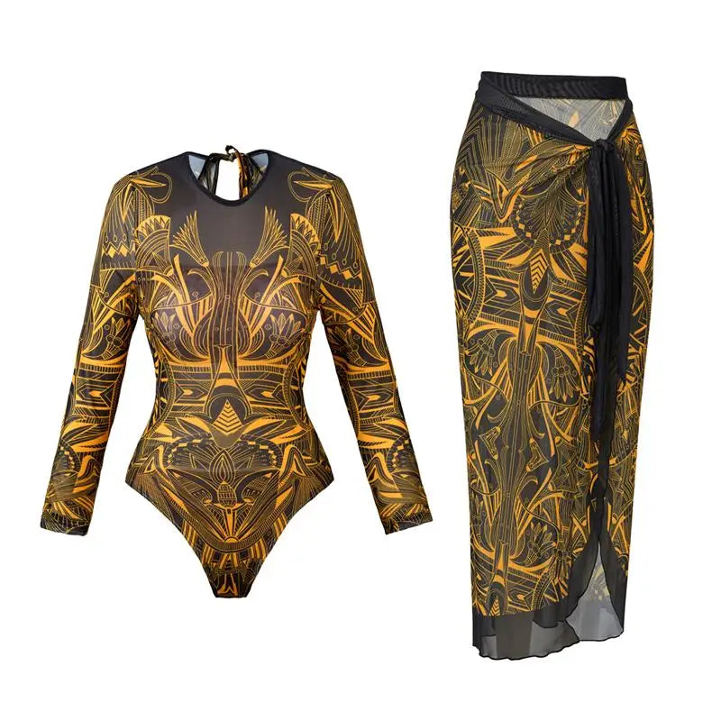 2025 Women's Rash Guard Swimwear One Piece Long Sleeve Women XXL Mesh Swimsuit Removable Chest Pad Sports Bathing Padded Ladies