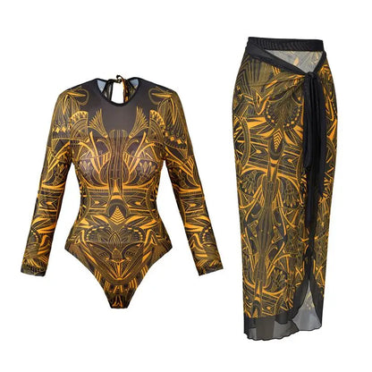 2025 Women's Rash Guard Swimwear One Piece Long Sleeve Women XXL Mesh Swimsuit Removable Chest Pad Sports Bathing Padded Ladies
