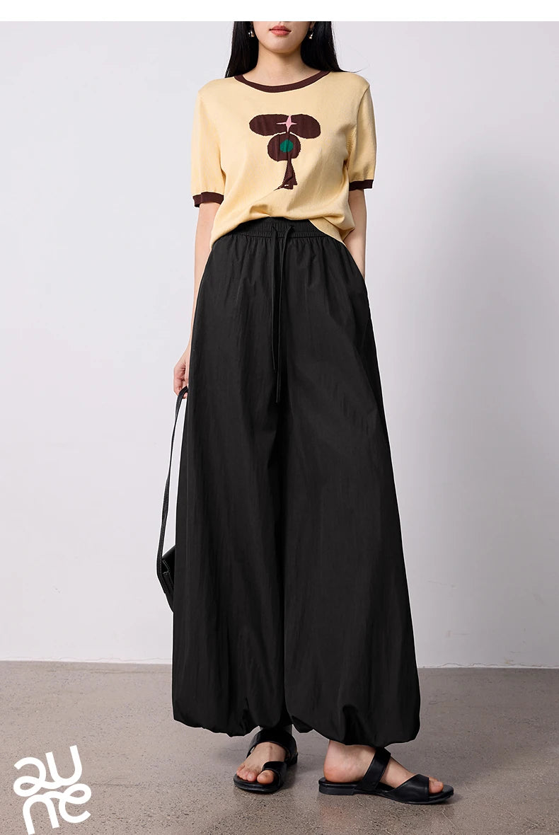 TOYOUTH Women's Wrinkle-Resistant Wide Leg Pants 2026 Summer New Straight Cut Bud Trousers, Travel Friendly