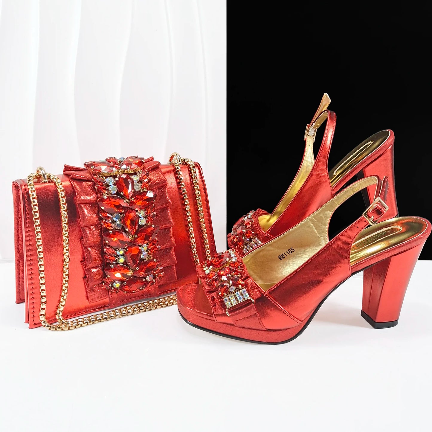 Purple Elegant Women Open Toe Heels Shoes and Bag Set Decoration Rhinestones Italians Women High Heels Shoes With Match Handbags
