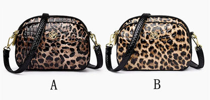 New 2025 Womens Small Messenger Bag PU Leather Shiny Shoulder Bag Fashion Saddle Bags Leopard Print Phone Purse Lipstick Storage