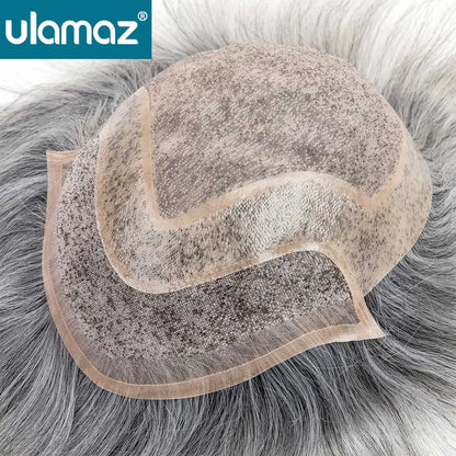 Toupee French Lace In Front Wigs For Man Mono Lace Men's Hair Prosthesis Men's Wigs Human Hair Mono PU Wig Male Hair Prosthesis