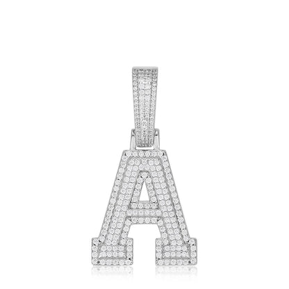 New Moissanite 26 A-Z Letter Pendant Jewelry Necklace Women  Iced Out Personalized Charms Rapper Super Star Hip Hop Punk S925