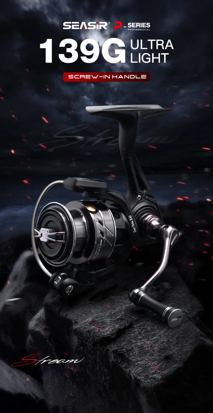 SEASIR Stream Spinning Reel 139g Ultralight Carbon Washers Max Drag 6Kg 5+1BB 5.4:1 Gear Ratio Fishing Wheel