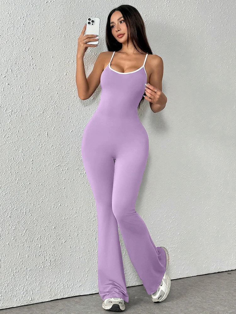 Women's Jumpsuits Streetwear Fashion Summer New Casual Slim Clothing Solid Sexy Sling Backless Elegant Female Jumpsuits Clothing