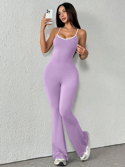 Women's Jumpsuits Streetwear Fashion Summer New Casual Slim Clothing Solid Sexy Sling Backless Elegant Female Jumpsuits Clothing
