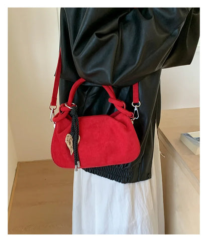 Small Suede Fashion Leather Shoulder Bags for Women 2025 Luxury Designer Brand Trend Crossbody Bag Females Short Handle Handbags