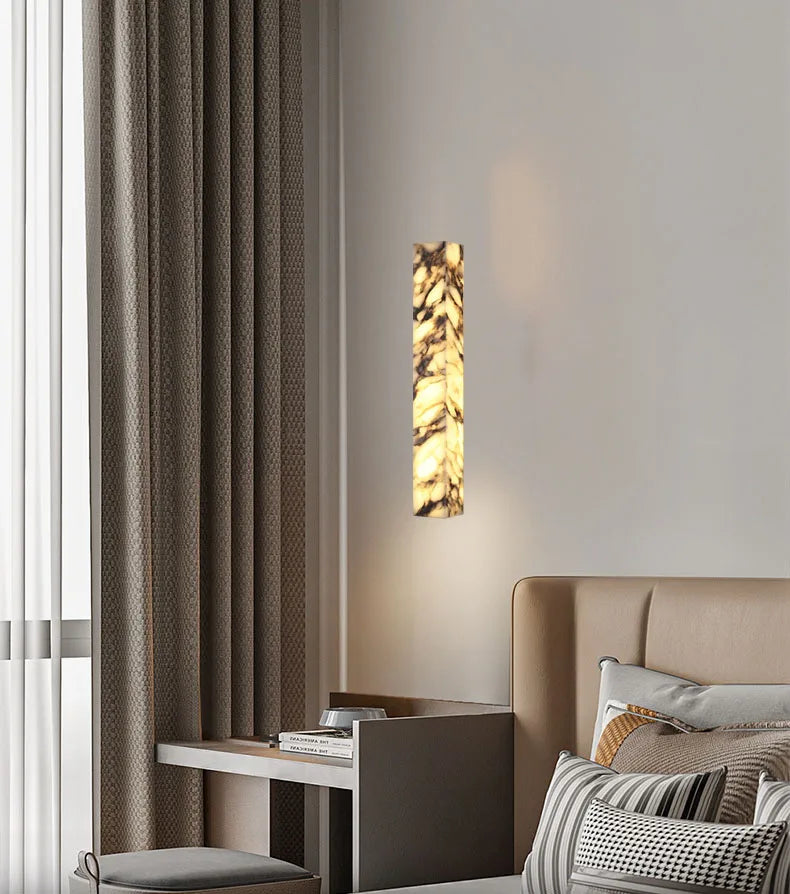 Cuboid Natural Marble Wall Lamp Art Design Dimmable Indoor Parlor Bedroom Stairs Bathroom Lighting
