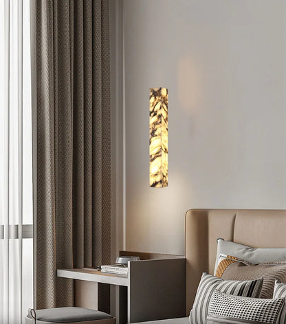 Cuboid Natural Marble Wall Lamp Art Design Dimmable Indoor Parlor Bedroom Stairs Bathroom Lighting