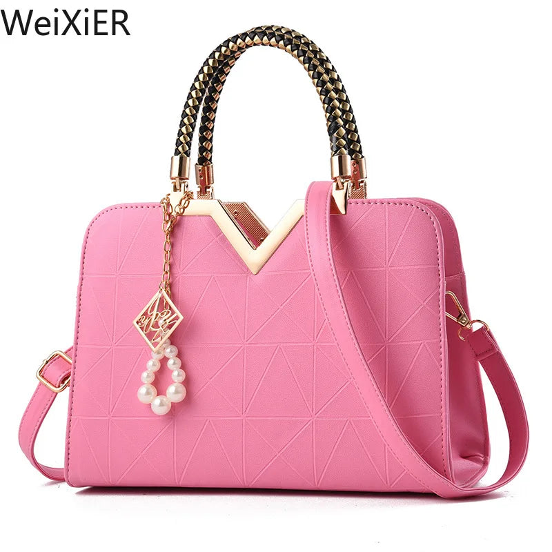 Top-handle Bags Designer Shoulder Bag for Women Fashion Handbags High Quality Unusual Pu Shell Bags Beading Zipper Luxury Brand