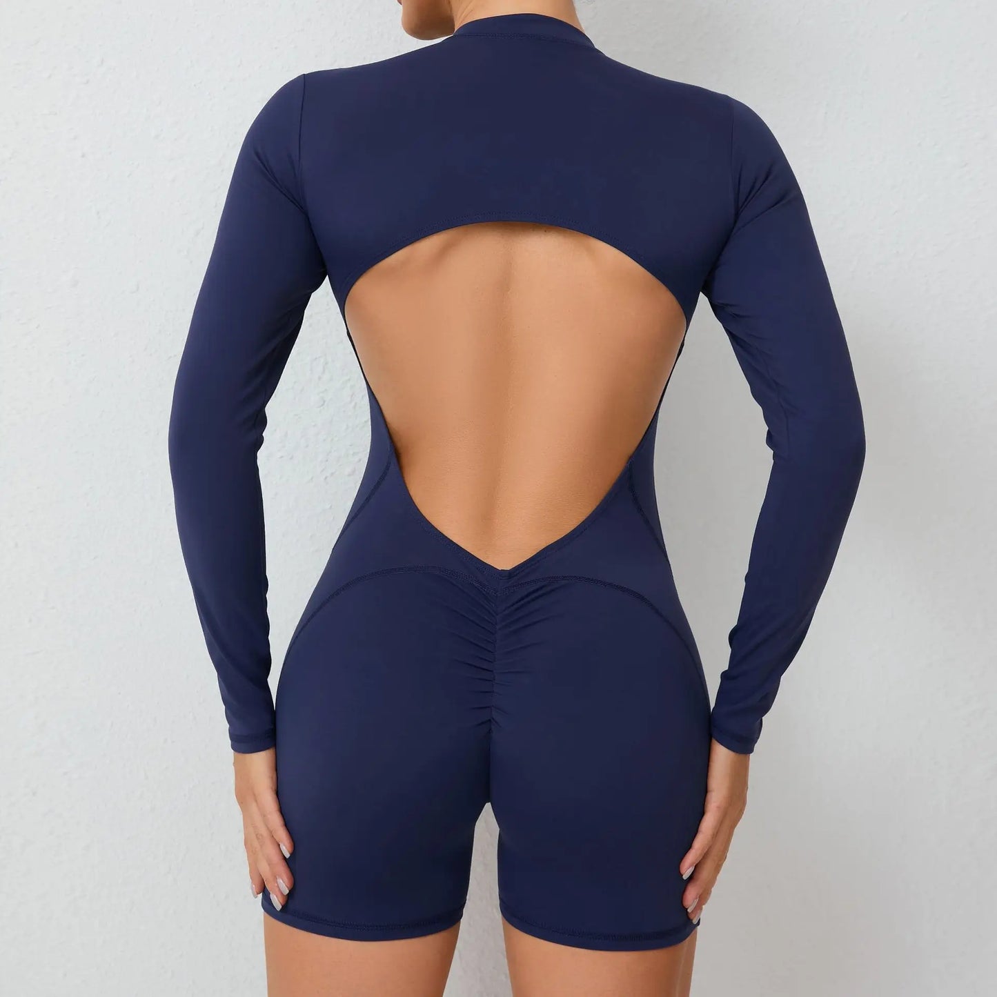 2026 Pad Zipper Long Sleeve Yoga Set Women One Piece Jumpsuit Gym Workout Shorts Fitness Bodysuit Sports Athletic Suit XP358