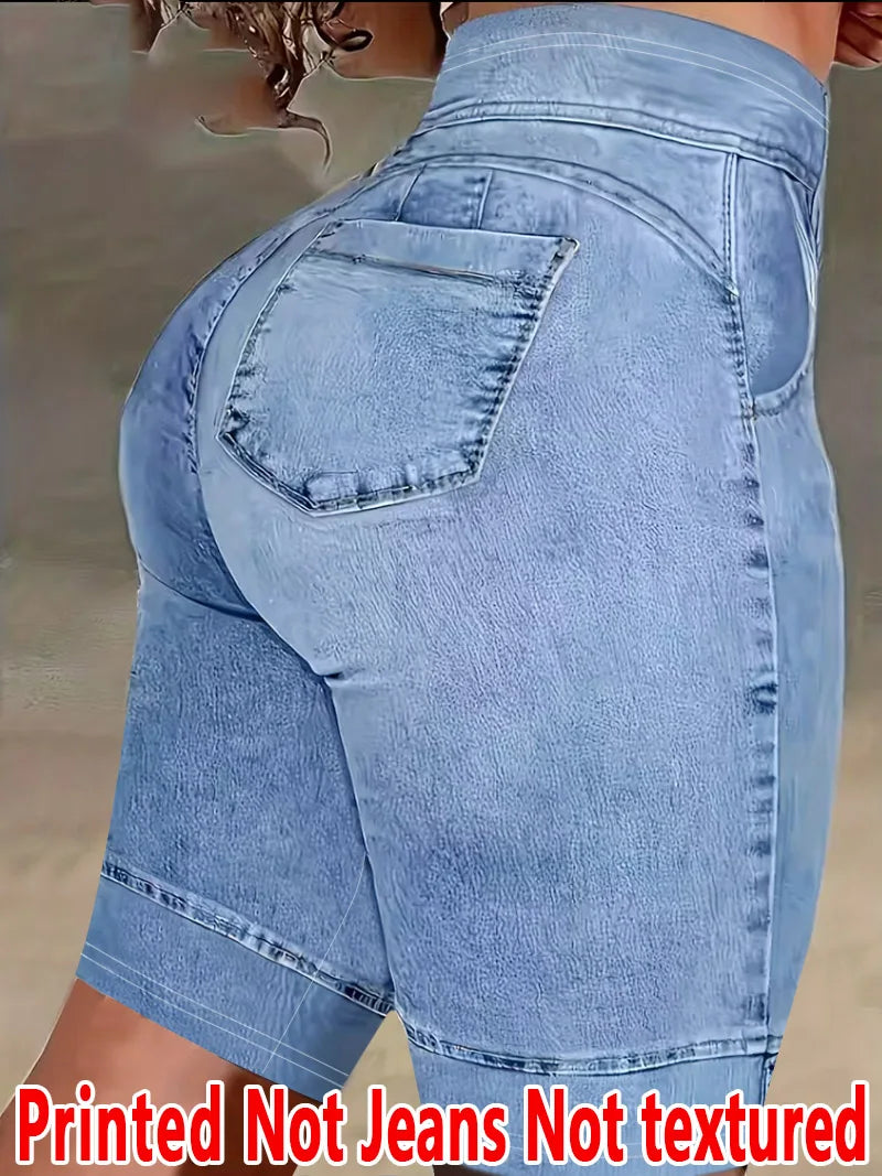 2127 [Printed Leggings - Not Faux Denim Fabric]Printed Leggings Without Texture - Non-Faux Denim Fabric,