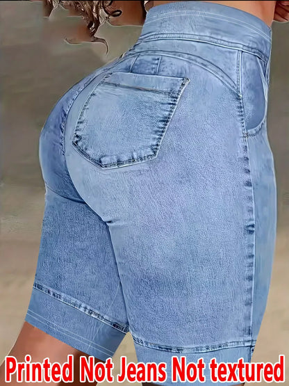2127 [Printed Leggings - Not Faux Denim Fabric]Printed Leggings Without Texture - Non-Faux Denim Fabric,