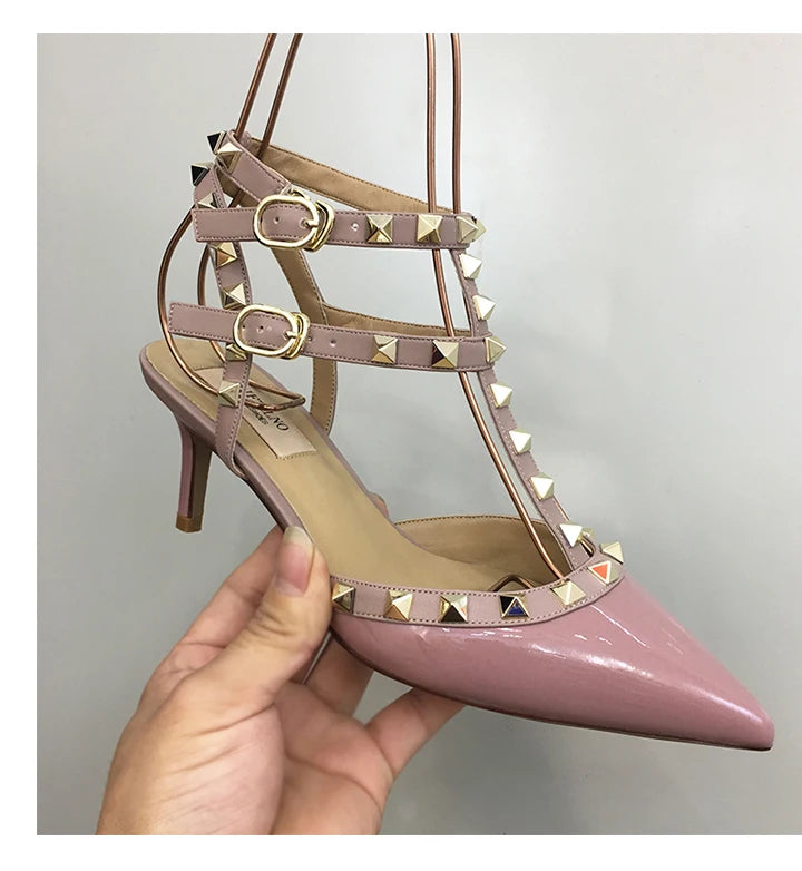 Nude Black Woman heeled sandals Summer Slingbacks High Heels luxury Leather Fashion Brand Designed sandals elegant Prom Shoes