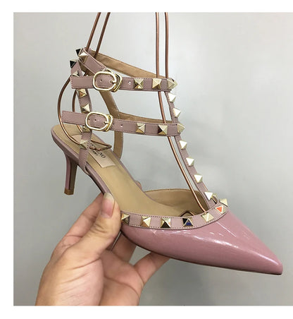 Nude Black Woman heeled sandals Summer Slingbacks High Heels luxury Leather Fashion Brand Designed sandals elegant Prom Shoes
