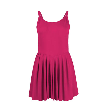 Women Tennis Dress One-Pieces Slim Fit Soft Sports Sets Golf Badminton Skirts Back Cross Tracksuits With Chest Pads Yoga Suits