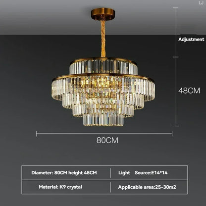 Modern Luxury Crystal Chandelier Gold Ceiling Pendant Lights for Living Room Chandeliers Villa Kitchen Decoration Round Lamp