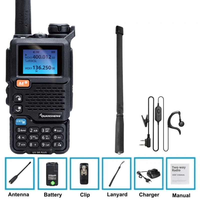 Quansheng Uv-5R Plus Walkie Talkie Dual Band Am Vhf Uhf Ham Radio For Baofeng Uv-5R Two Way Radio Outdoor Camping Hiking