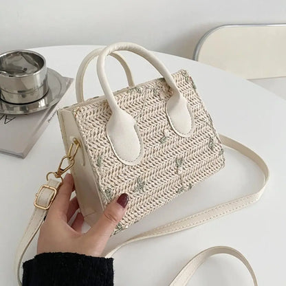 Fashion Women Summer Straw Bag Girls Shoulder Bags Casual Handbag Solid Color Crossbody Bags