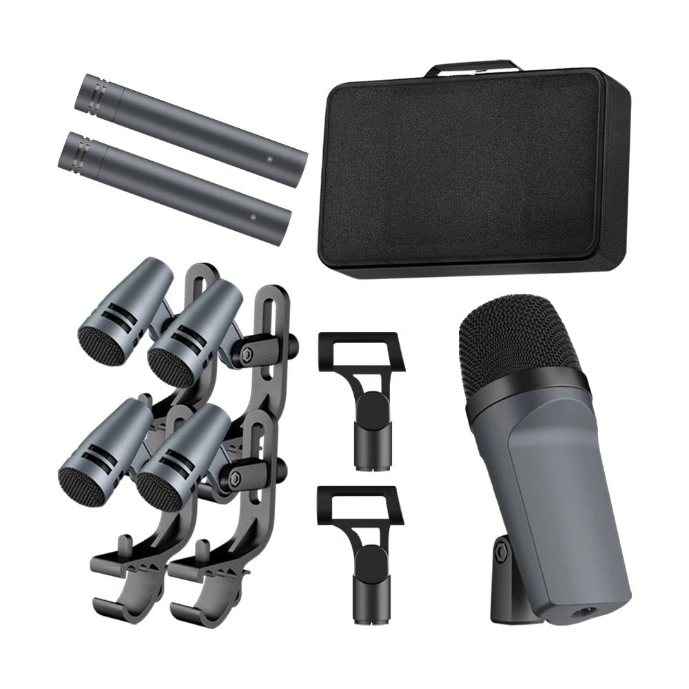 Instrument Microphone E608 7-Piece Wired Drum Mic Kit Dynamic Kick Bass Tom/Snare Cymbals Use For Drums Vocal Band DJ Stage Inst