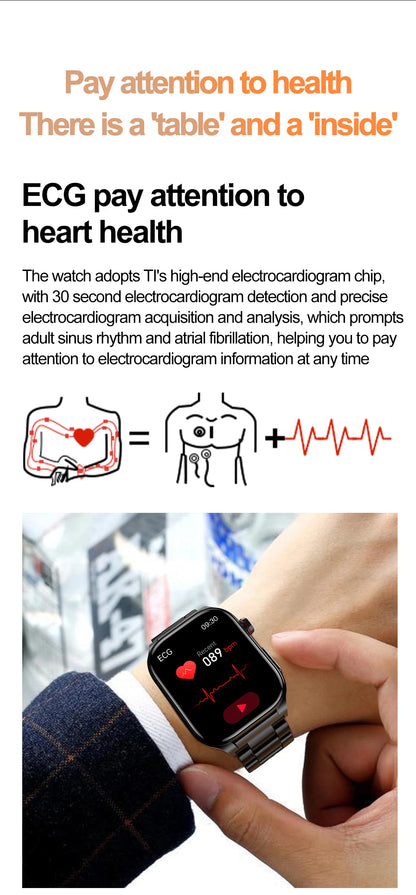AMOLED Smart Watch ET588 Bluetooth Calling Sports Fitness Tracker Wristwatch ECG Health Monitoring SOS Men Women Smartwatch