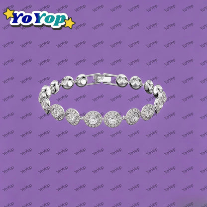 Best Seller 2026  Original Crystal  Round  Jewelry Set,Necklace Earring Bangle,Light luxury Elegant High-end Wedding Jewelry Set