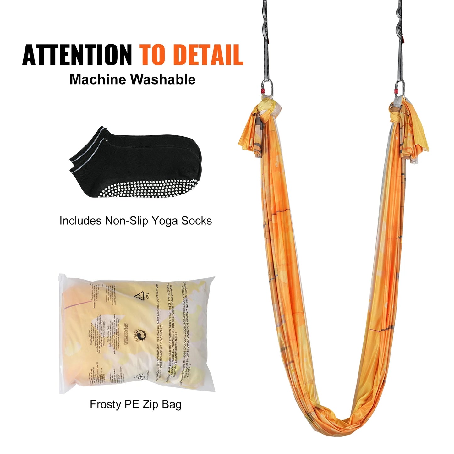 SucceBuy 5.5 Yards Aerial Yoga Hammock & Swing Nylon Fabric Full Rigging Hardware for Antigravity Yoga Fitness Bodybuilding