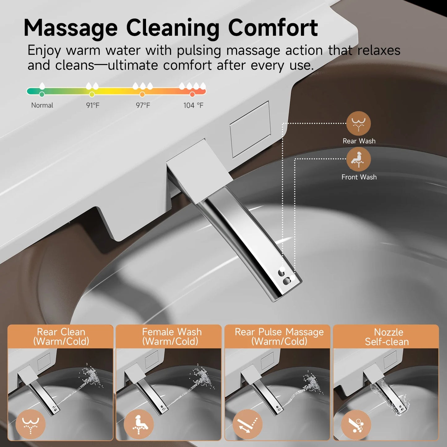 Brown Smart Tankless Toilet 1.28 GPF Dual-Flush Auto Flush Heated Seat Bidet Warm Wash Dryer Auto Open Soft-Close Sterilization