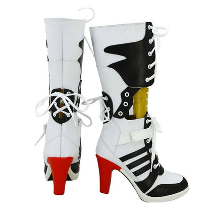 Fantasia Super Villain Quinzel Shoes Cosplay Long Boots Women Disfraz Costume Accessories Female Halloween Carnival Footwear