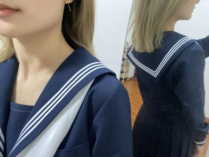 Orthodox JK Uniform School Uniform Basic Navy Navy College Style School Supply Middle Sailor Uniform Autumn and Winter Suit