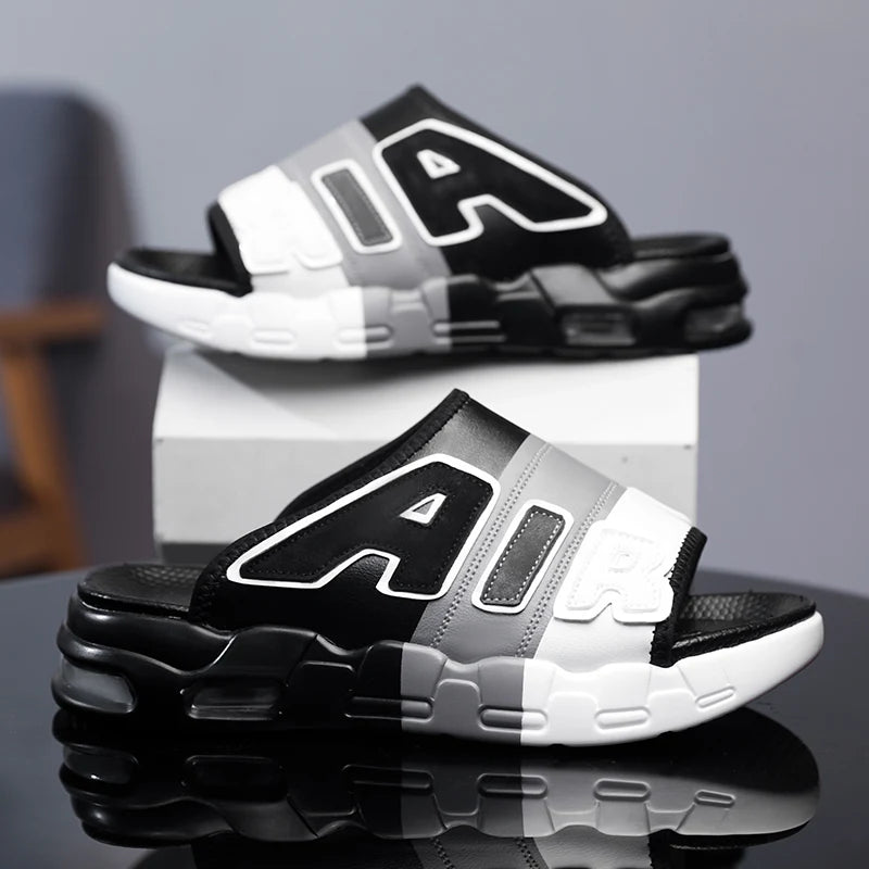 Summer Men Slippers Casual Sandals Platform Bubble Outdoor Beach Sandals Garden Shoes Male Comfortable Home Slides Loafers 39-47