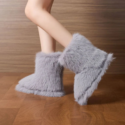 Winter Fluffy Ankle Boots Female Casual Plarform Women's Shoes Plush Luxury Designer Indoor Outdoor Fuzzy Fur Snow Booties Trend