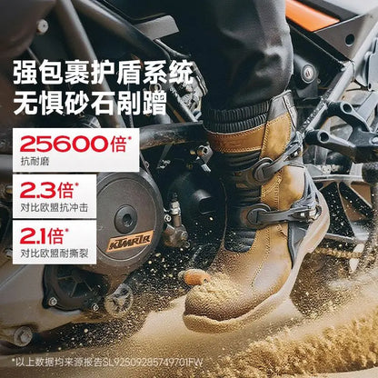 SCOYCO Retro Motorcycle Boots Cowhide Waterproof Mid-Calf Long Boots Riding Motocross Bota Motorbike Botas Motocross Shoes