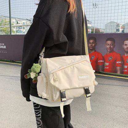 Youth Fashion Nylon Crossbody Bags for Women Handbags Shoulder Bag Large Capacity Solid Canvas Messenger Bag Girls School Bags