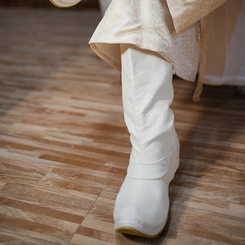Fulujiacos Hanfu boots men's and women's boots Song Dynasty upturned mid top boots