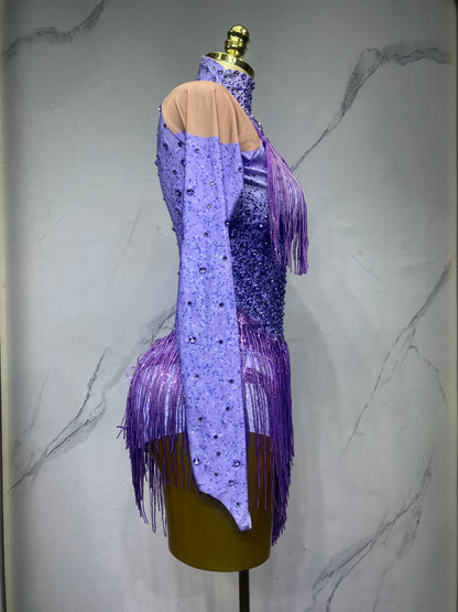 Sparkly Rhinestones Sequins Tassels Bodysuit for Women Sexy Performance Dance Costume Singer Dancer Leotard Show Stage Wear