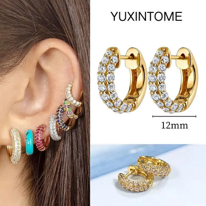White Color Zircon Hoop Earrings 925 Sterling Silver Needle Cross/Star/Flower/Water Drop Pendant Gold Earrings Luxury Jewelry