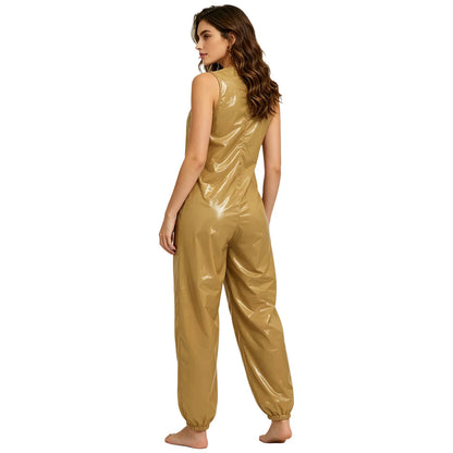 Unisex Adults Waterproof Diaper Cover Jumpsuit Adaptive Special Needs Clothing Sleeveless Zipper One-piece Rompers Bodysuit