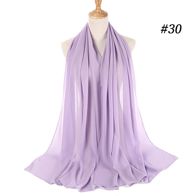 Muslim Chiffon Hijab Women Bubble Chiffon Scarf For Women Ladies Veil Muslim Islam Solid Color Malaysia Musulman Wrap Scarves